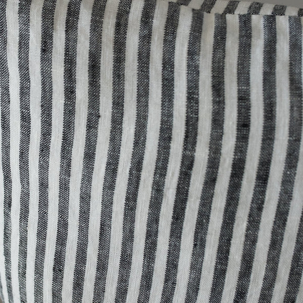 Charcoal Stripe 100% Linen Cushion Cover