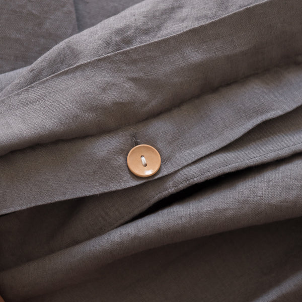 Charcoal grey 100% linen duvet cover breathable soft natural bedding