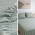 Harbour Sage linen fitted sheet soft green breathable bedding