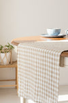 nature gingham linen table runner neutral check pattern