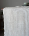 striped linen runner close up texture natural