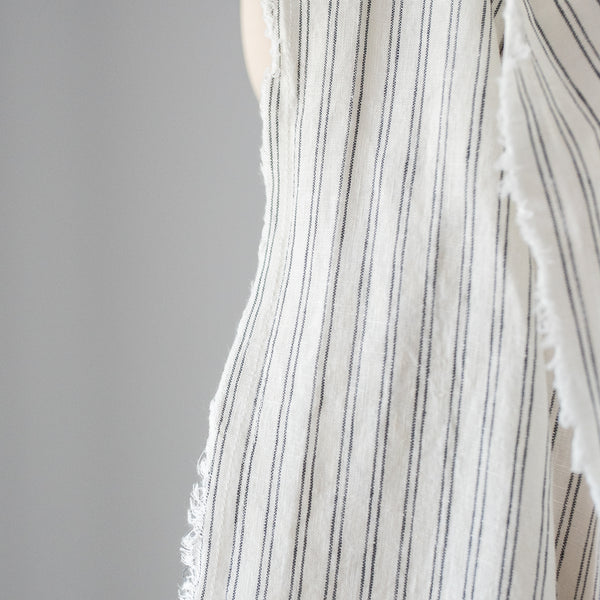 charcoal twin pinstripe 100 percent linen scarf
