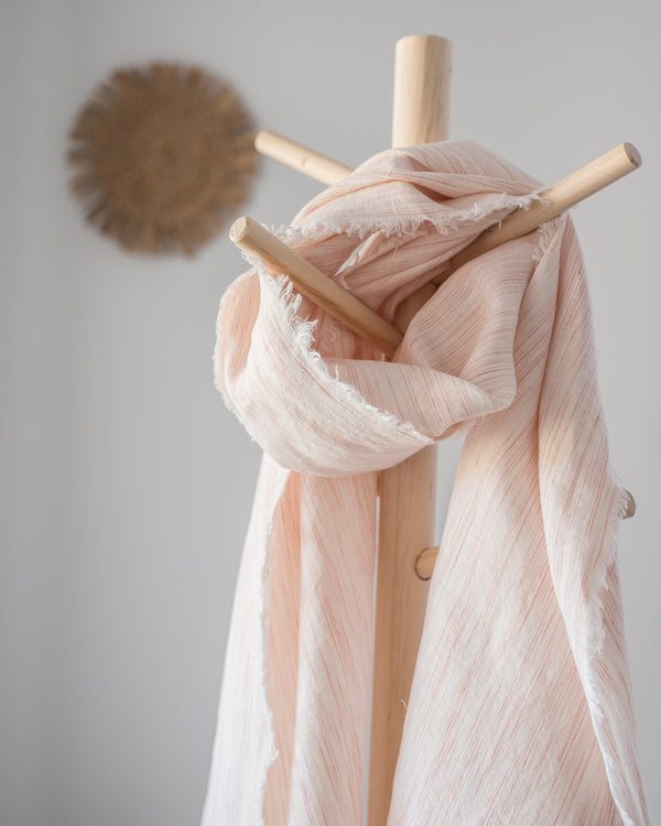 coral drizzle linen 100 percent linen scarf