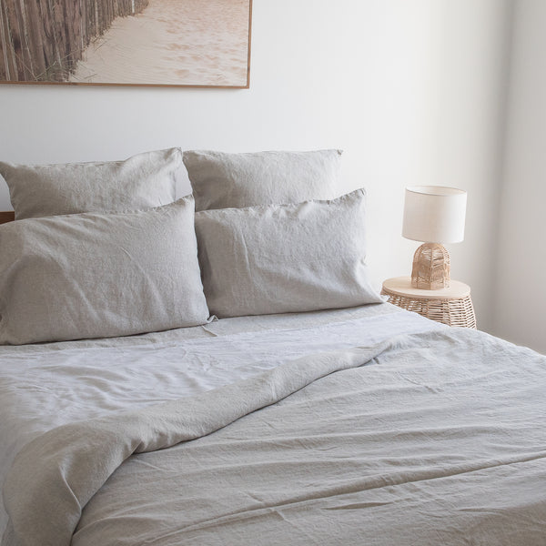 Natural 100% linen duvet cover yarn dyed soft beige breathable bedding