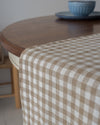 nature gingham linen table runner neutral check pattern