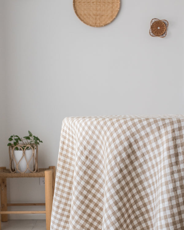 Nature Gingham 100% Linen Table Cloth