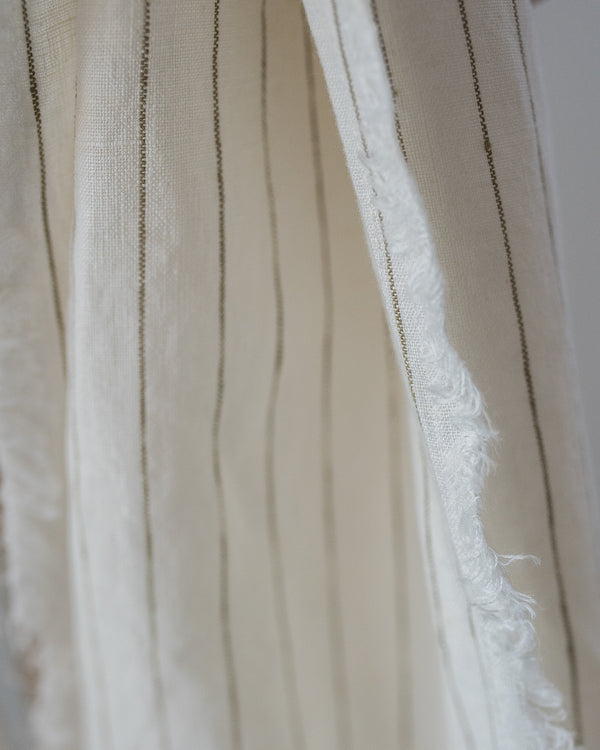 olive pinstripe 100 percent linen scarf