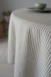 olive stripe linen tablecloth natural earthy tones