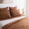Tobacco Brown duvet cover made from 100% European linen. Vintage washed, breathable and medium weight (165–170 GSM) for warm, natural bedding.